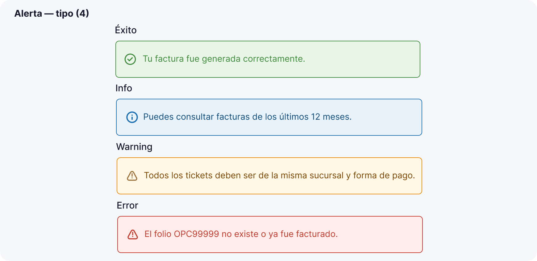 Variantes del componente Alerta