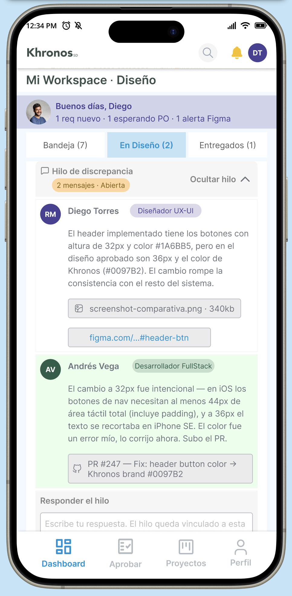 En Diseño · Tab Discrepancias