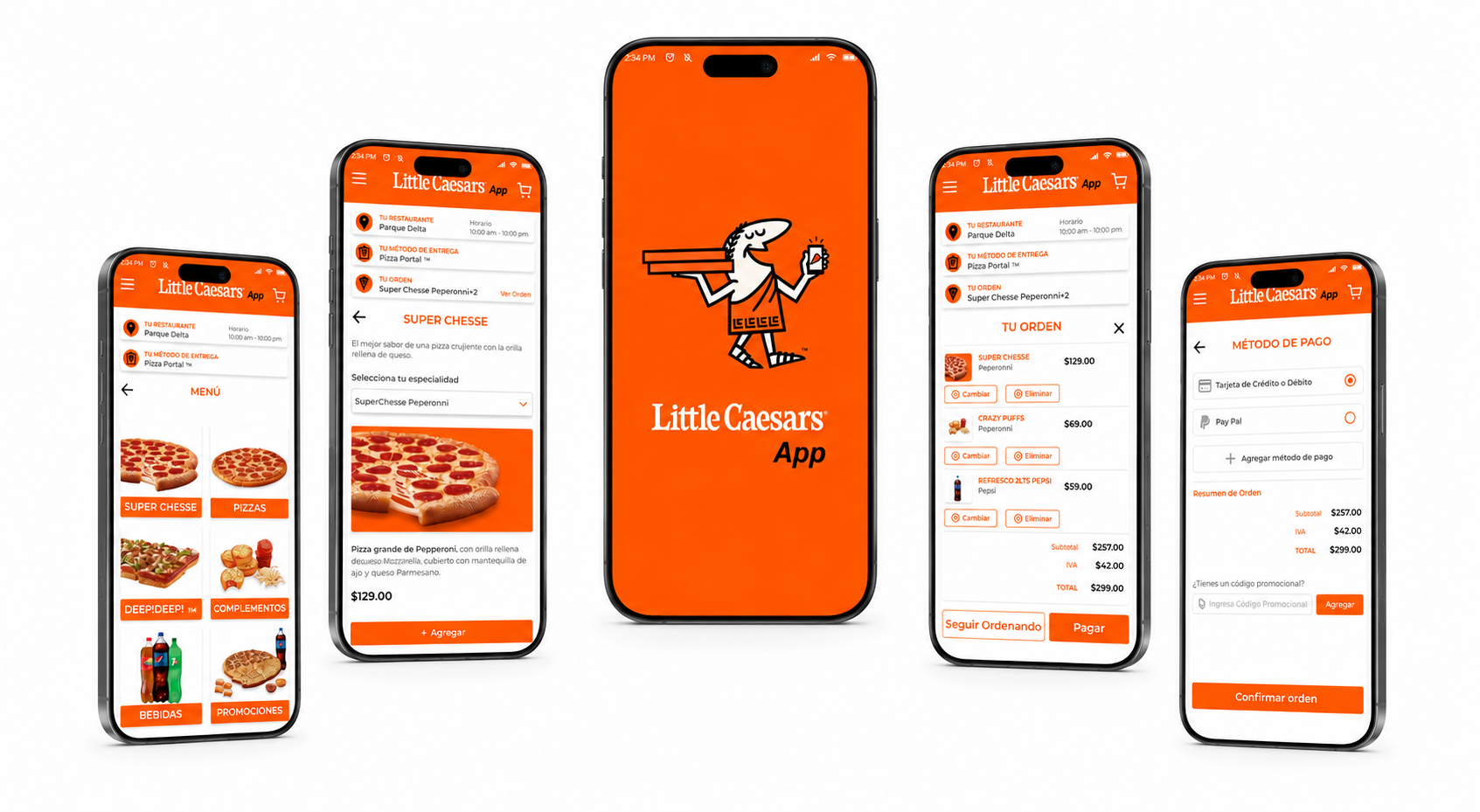 Little Caesar's App — mockup screens