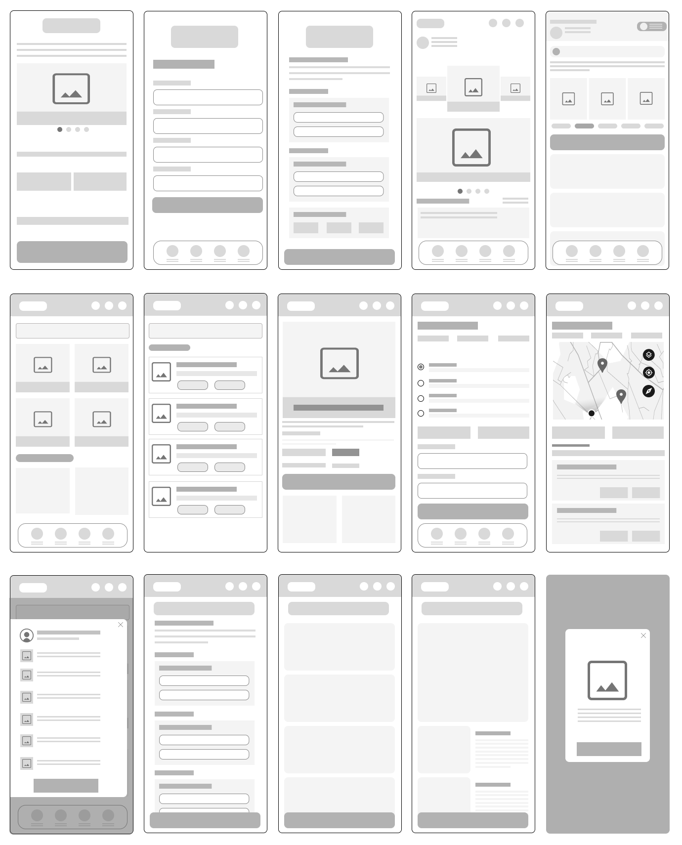 Wireframes del flujo SD App — estructura de baja fidelidad